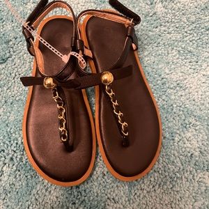 Size 12 Toddler girl black and gold sandals from SHEIN